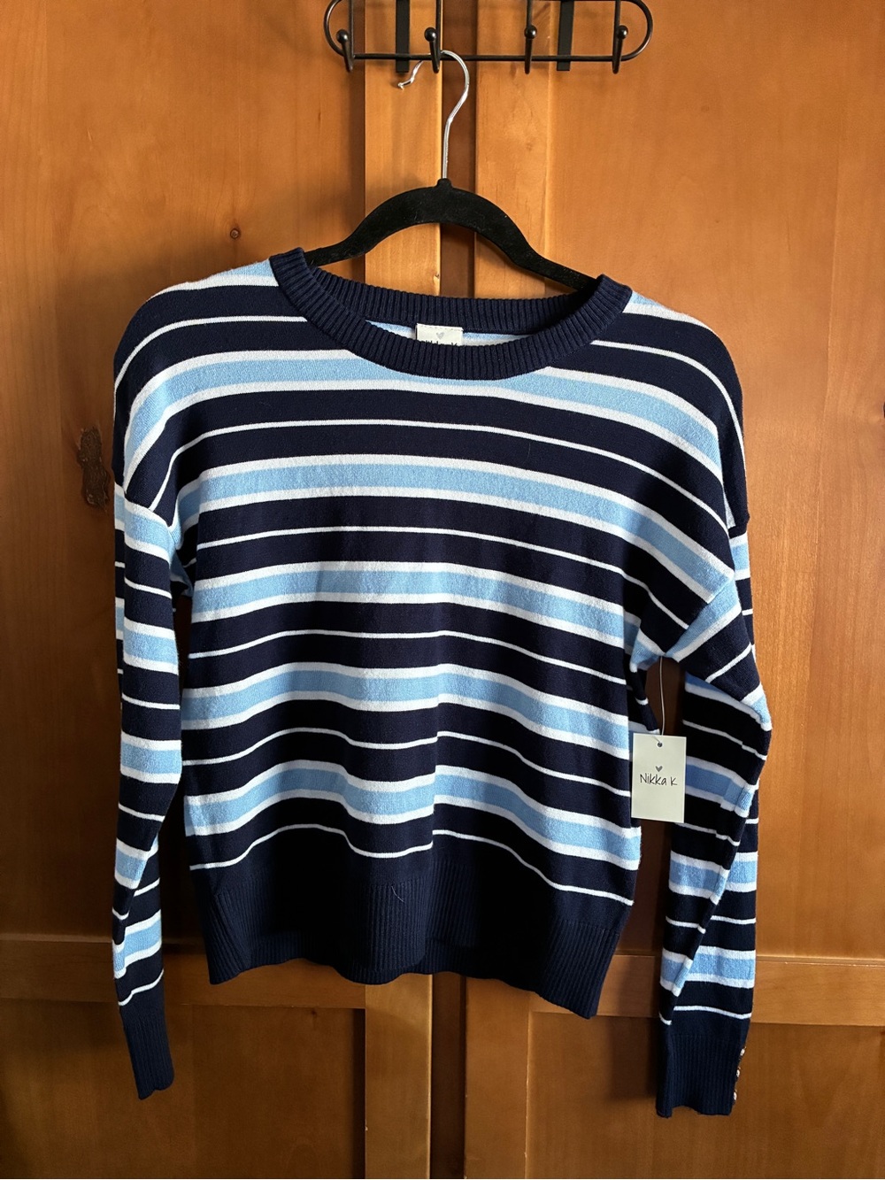 Nikka K. Navy & Light Blue Striped Sweater #47